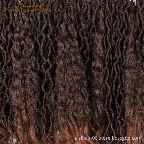 Aisi Hair 20 Inch Ombre Brown Faux Locs Crochet Braids Hair Faux Locks Synthetic Braids Hairpieces Extensions For Black Women